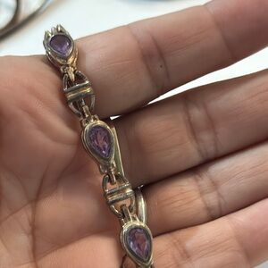 925 Sterling Silver Purple Gemstone Bracelet